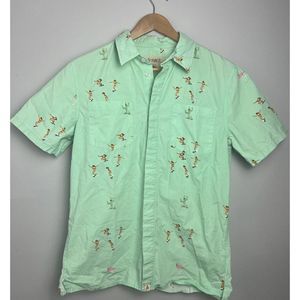 Altamont Skatebirds Bikini Girl Skater Short Sleeve Button Down Cactus Flamingos